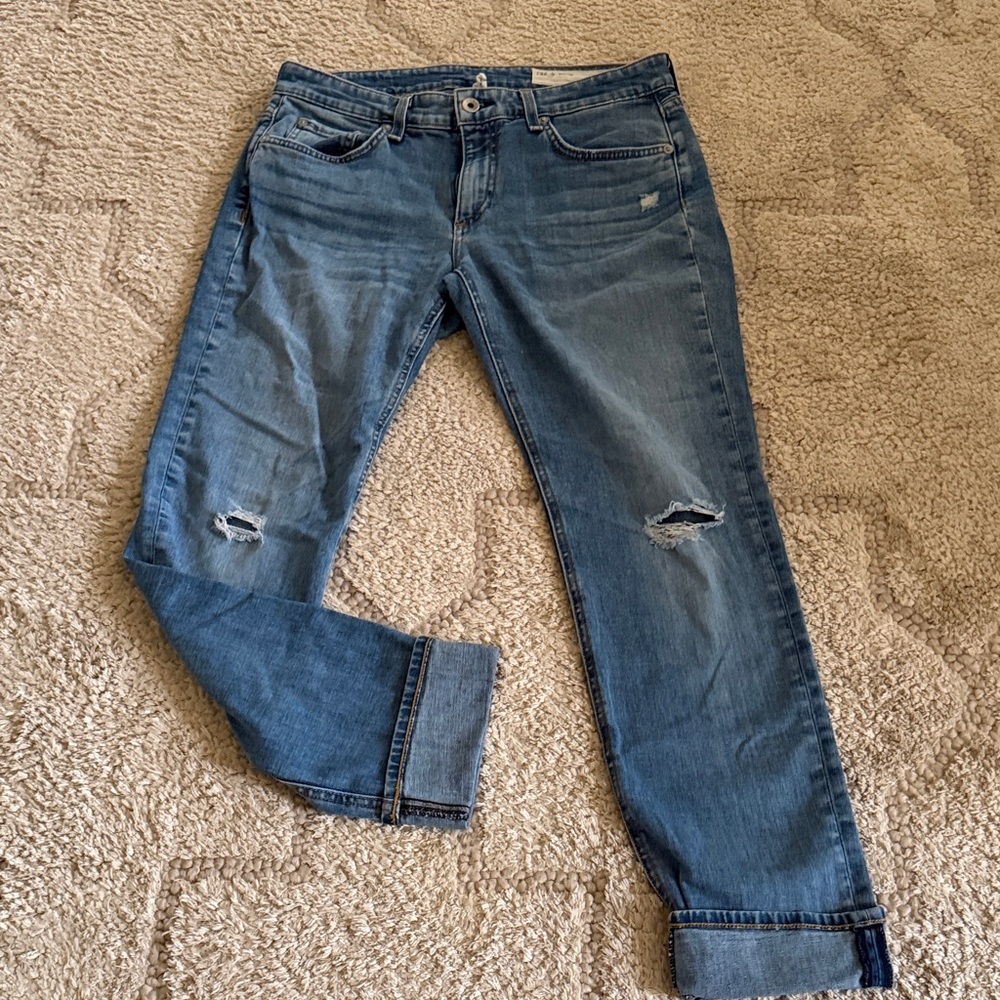 rag & bone Distressed Blue Boyfriend Jeans